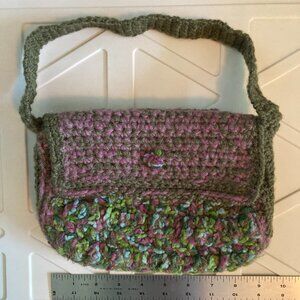 Crochet Handbag/Purse - Hand crafted – Green & Pink